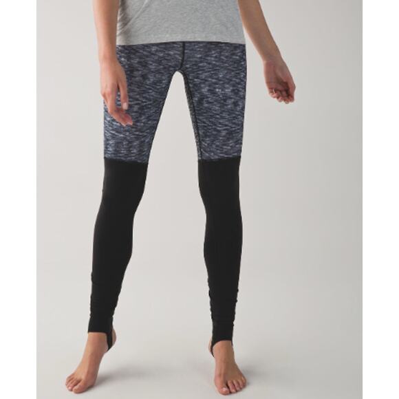 Lululemon | Wunder Under Pant *Stirrup Dramatic Static White Black | Sz 6 - Picture 1 of 8